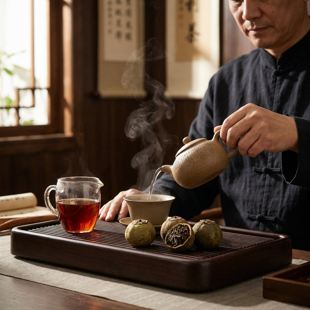 Xiao Qing Gan Pu-erh Tea – Wooden Gift Chest