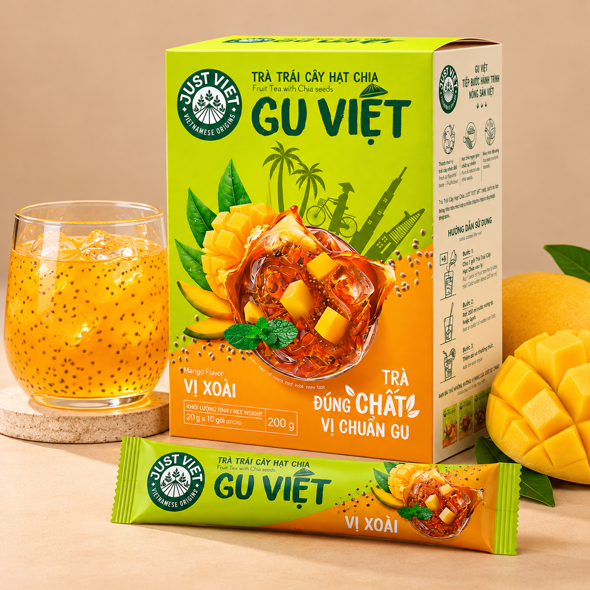 Vietnamese Instant Fruit Tea with Chia Seeds – Mix & Match Any 3