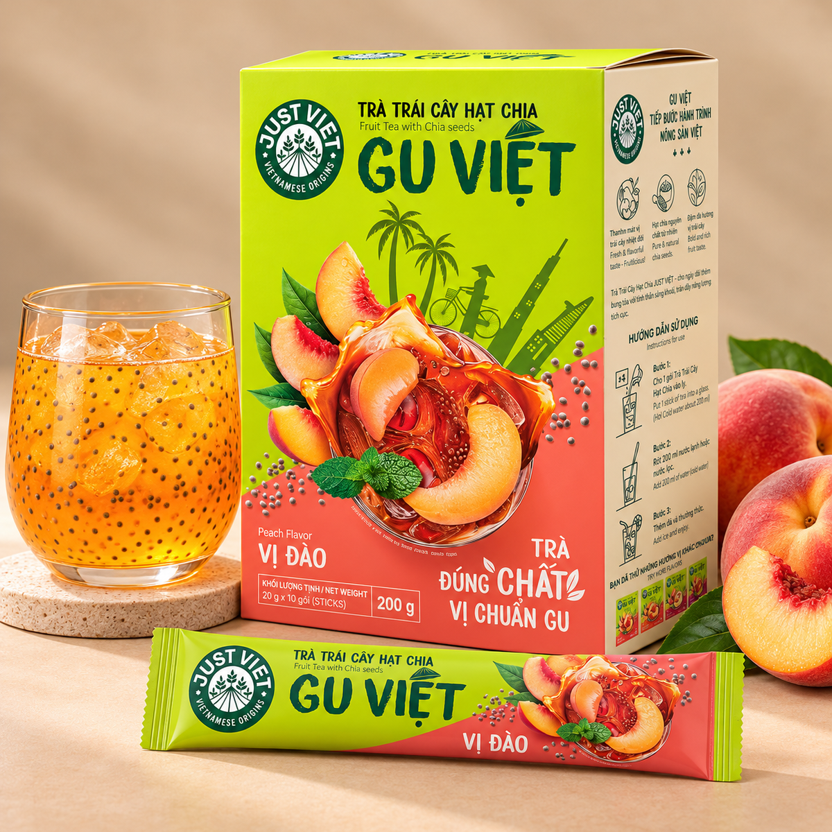 Vietnamese Instant Fruit Tea with Chia Seeds